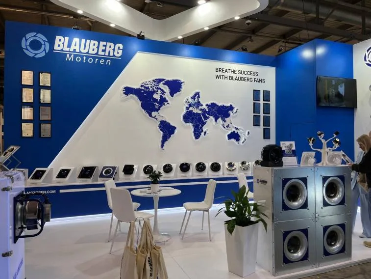 Blauberg Motoren fan-product stand at an international exhibition